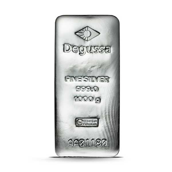 Degussa 1 kg Silberbarren neue Version mit Seriennummer