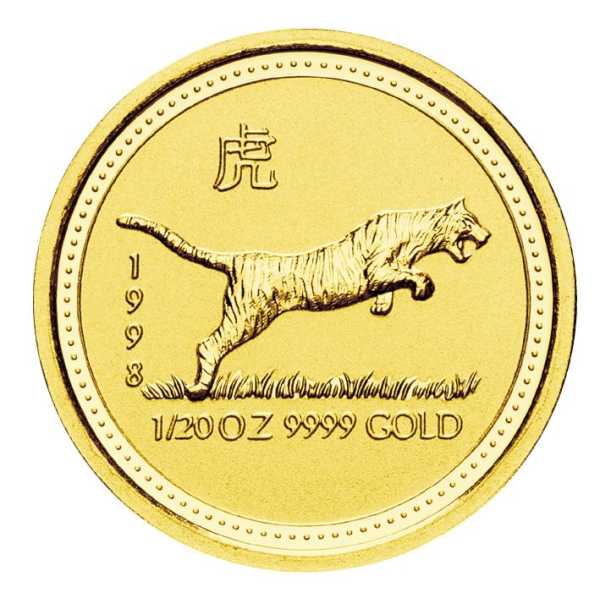 Lunar Serie I Jahr des Tiger 1/20 Unze Gold 1998