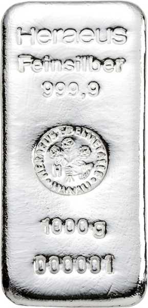 Heraeus 1 KG Silberbarren verschiedene Designs