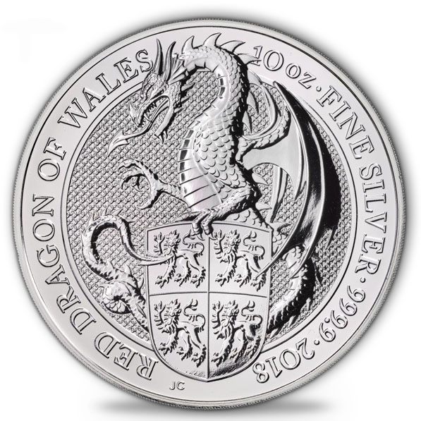 Red Dragon of Wales 10 Unzen Silbermünze
