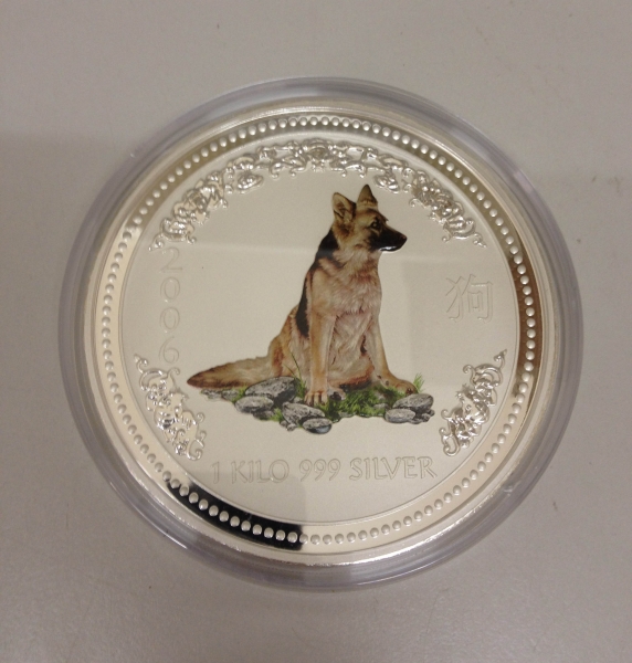 Lunar I - Hund - 5 Oz Silber farbig 2006*