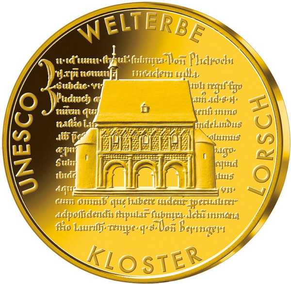 Bildseite 100 Euro Goldmünze Kloster Lorsch 2014 UNESCO