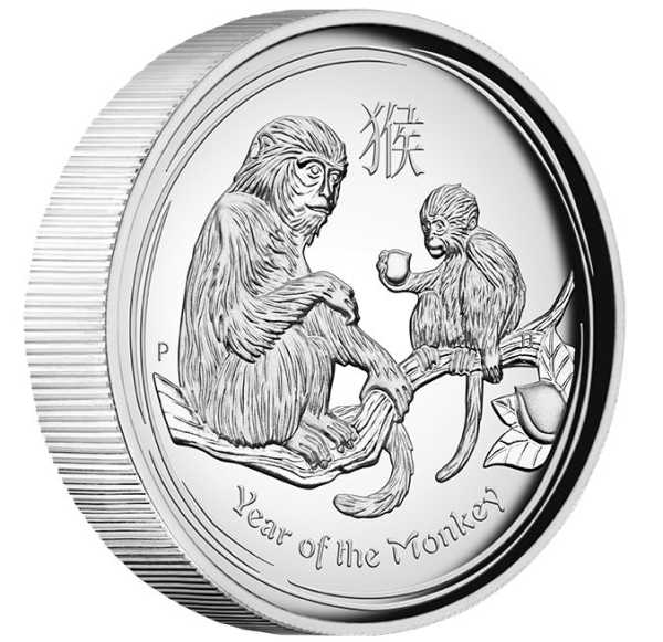 Lunar II Affe 1 Unze Silber High Relief 2016