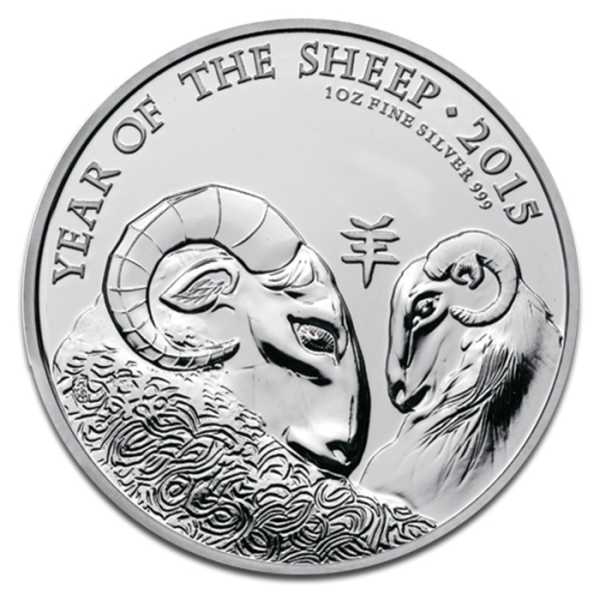 Royal Mint Jahr des Schaaf Ziege 1 Unze Silbermünze 2015