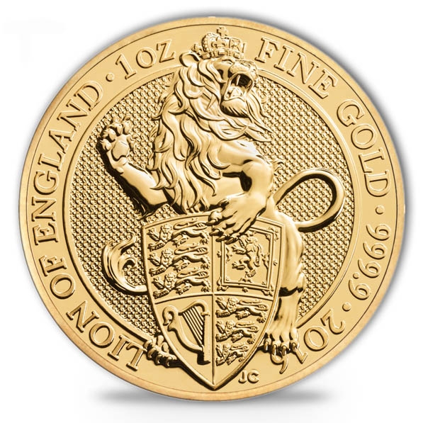 Queens Beasts Lion of England 1 Unze Gold 2016
