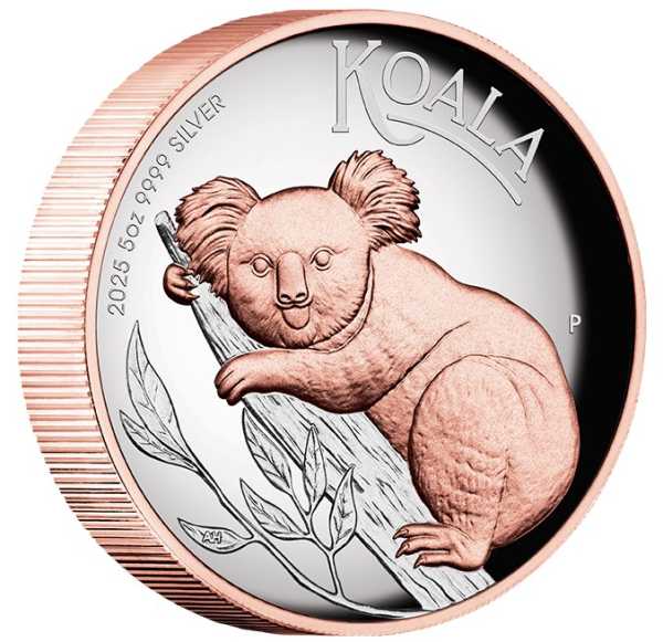 Australien Koala 5 Unzen Silber gilded 2025