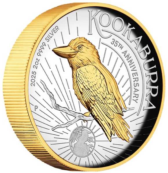 Australien Kookaburra 2 Oz Silber Gilded 2025