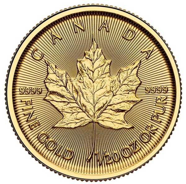 Maple Leaf 1/20 Unze Gold 2026 Revers Ahornblatt