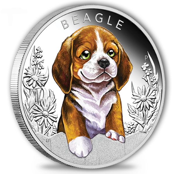 Puppies - Beagle - 1/2 Oz Silber Proof + Box +COA*