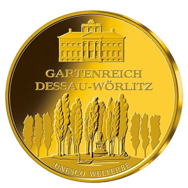 Vorderseite 100 Euro Goldmünze Dessau-Wörlitz 2013