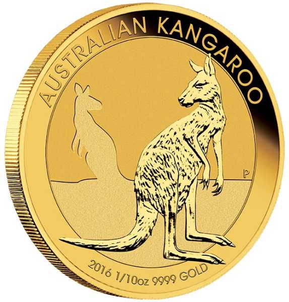 Australien Känguru 1/10 Unze Goldmünze 2016