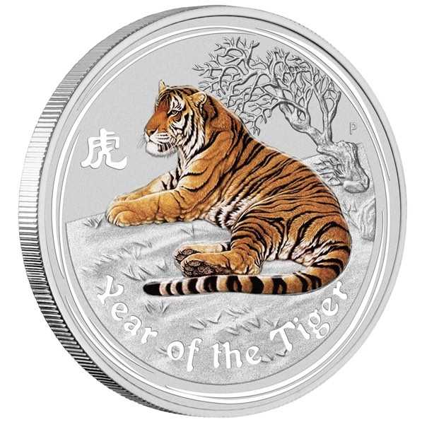Lunar II Tiger 1 Unze Silber farbig 2010 kaufen & verkaufen 