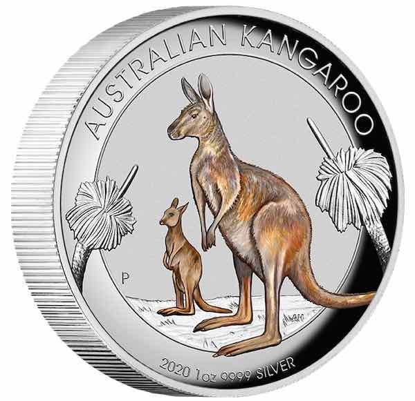 Känguru 1 Oz Silber High Relief farbig 2020 +Box +COA*