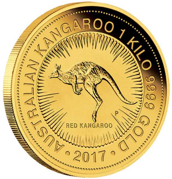 Australien Känguru 1 Kilogramm Goldmünze Rückseite Red Kangaroo