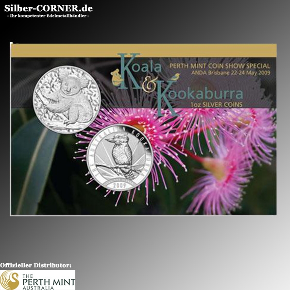 Perth Mint Coin Show Special Kookaburra + Koala 1 Unze Silber 2009*