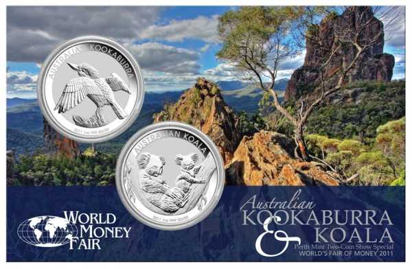 World Money Fair 2 x 1 Oz Silber Koala Kooka 2011 