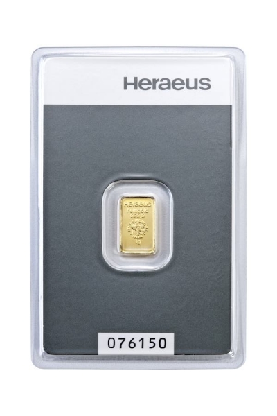 1 Gramm Heraeus Goldbarren 