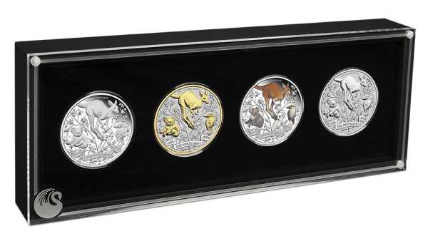 125Jahre Perth Mint Typeset 4 x 1 Oz Silber 2024 + Box * COA