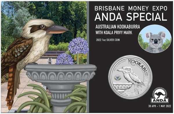 Brisbane Special - Kookaburra 1 Oz Silber Privy Mark Koala im Blister 2022*