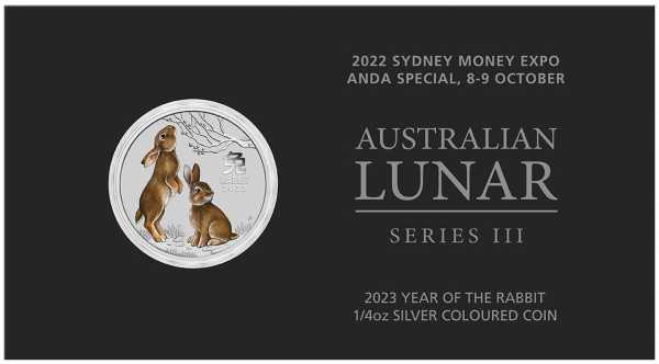 Lunar 3 - Hase - 1/4 Oz Silber farbig - Sydney Expo Special - 2023*