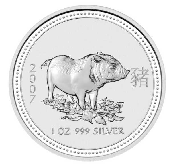 Lunar I Schwein 1 Unze Silbermünze 2007 kaufen und verkaufen 