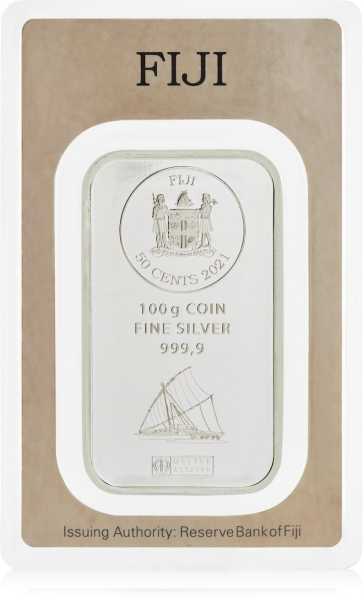 Argor-Heraeus Fiji 100 Gramm Silber-Münzbarren Vorderseite