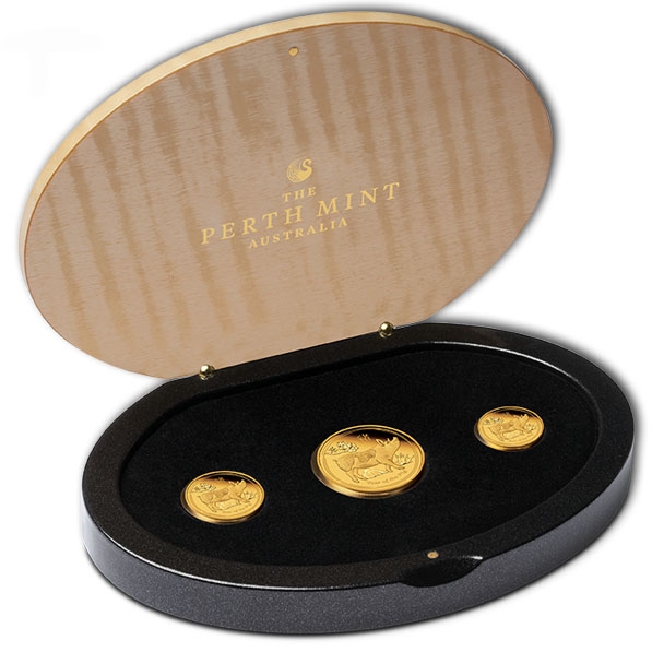 Lunar II - Schwein - 3 Coin Set Gold Proof +Box +COA