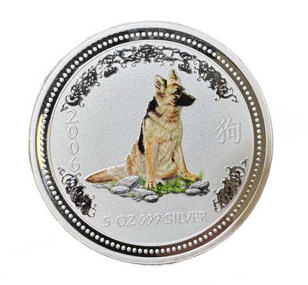 Lunar I Hund 5 Unzen Silber farbig 2006