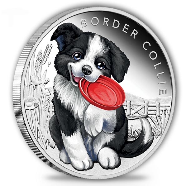 Puppies - Border Collie - 1/2 Oz Silber 2018 +Box +COA *