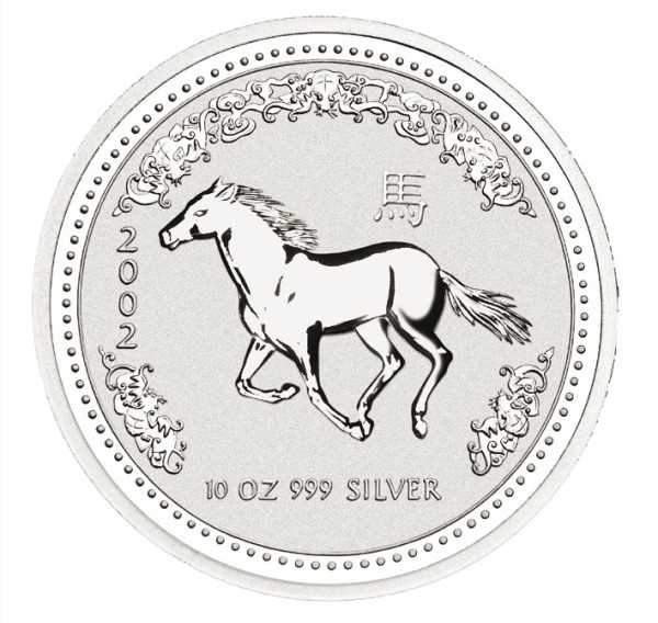 Lunar Serie I 10 Unzen Silbermünze Jahr des Pferd 2002