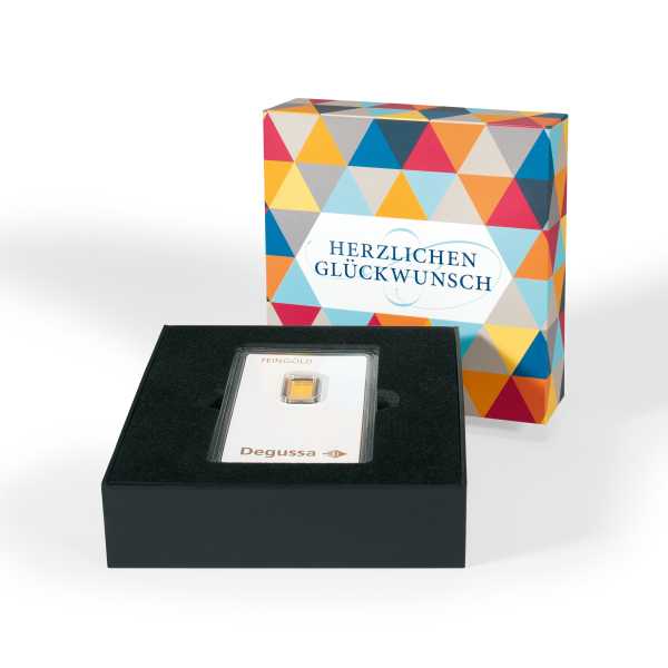 Goldbarren Geschenkverpackung Leuchtturm Herzlichen Glückwunsch