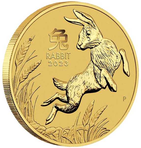 2 Unzen Goldmünze Lunar Hase 2023 der Perth Mint