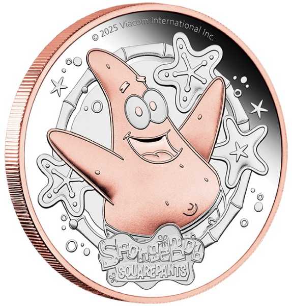 Patrick Star 2025 – 2oz Silbermünze teilvergoldet mit Präsentationsbox