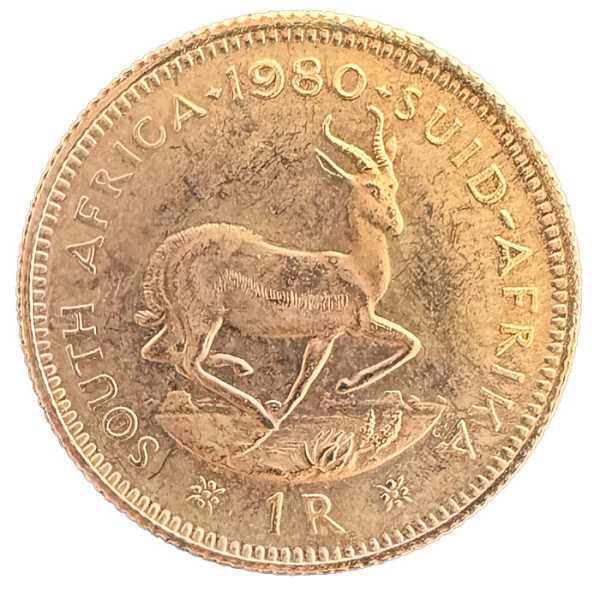 1 Rand Goldmünze Südafrika Revers Springbock Antilope
