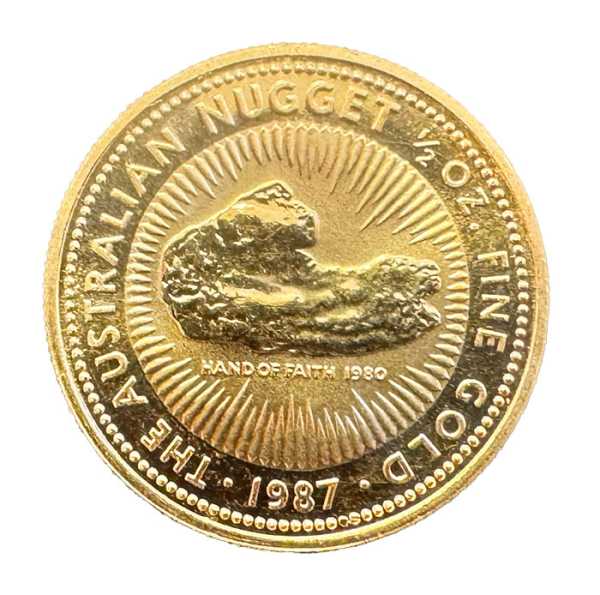 Australien Nugget 1/2 Oz Gold 1987 Revers Motiv Hand of Faith