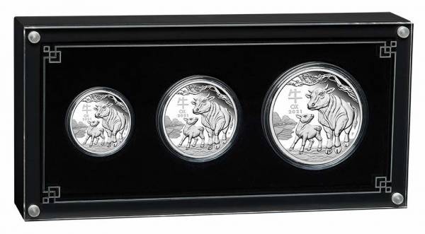 Lunar III - Ochse - 3 Coin Set Silber Proof 2021 + Box + COA*