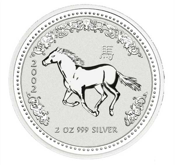 Lunar I Pferd 2 Unzen Silbermünze 2002 