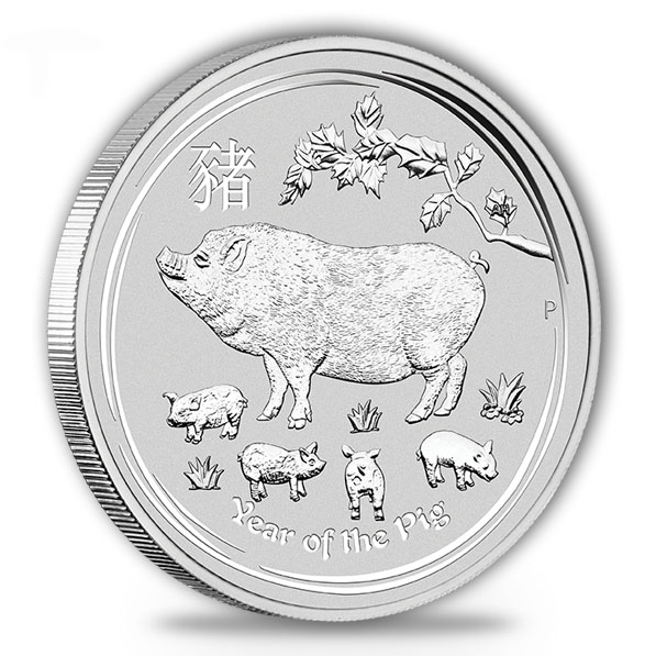 Lunar II - Schwein - 5 Oz Silber 2019 *