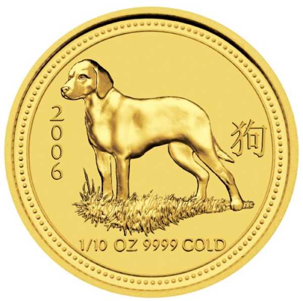 Lunar Serie 1 Jahr des Hund 1/10 Unze Gold 2006