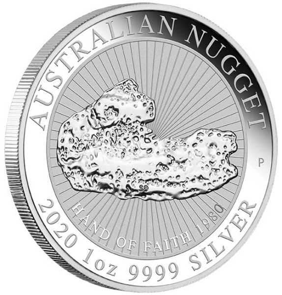 Australien Nugget - Hand of Faith - 1 Oz Silber 2020 *