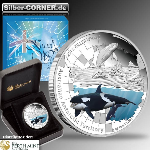 Antartic Territory Series 2011 Killer Whale 1 Oz Silber Proof *