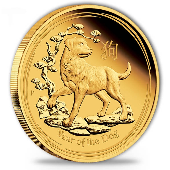 Lunar II Hund 1 Unze Gold 2018 Polierte Platte