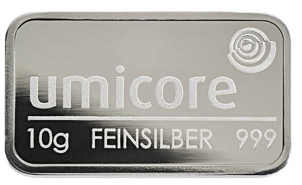 Umicore 10 Gramm Silberbarren kaufen verkaufen LBMA