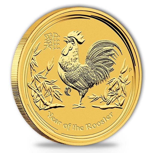 Lunar Hahn 1 Unze Goldmünze 2017