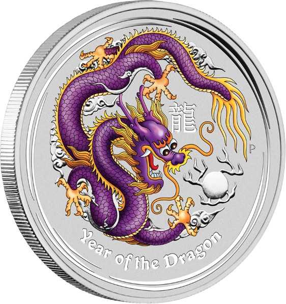 Lunar II Drache 1 Unze Silber purple 2012 kaufen und verkaufen