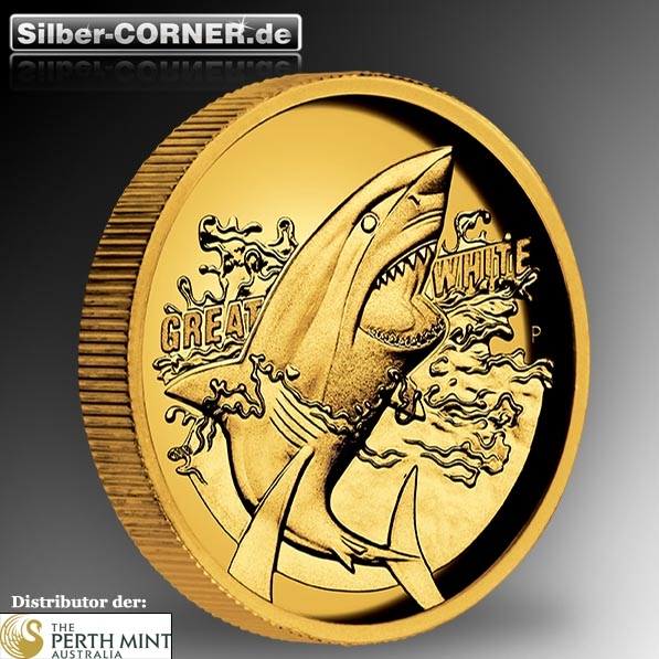 Great White Shark 1 Oz Gold High Relief + Box + COA