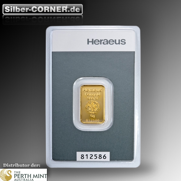 5 Gramm Heraeus Goldbarren