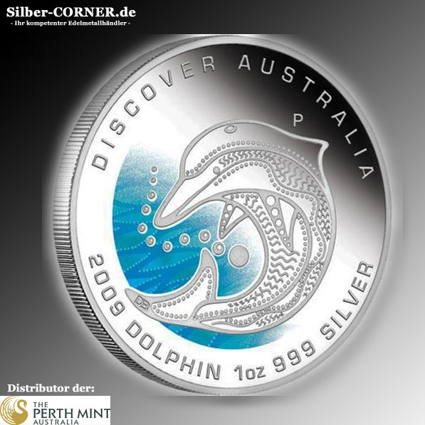 Discover Australia -Dreaming- Dolphin 1 Oz Silber PROOF*