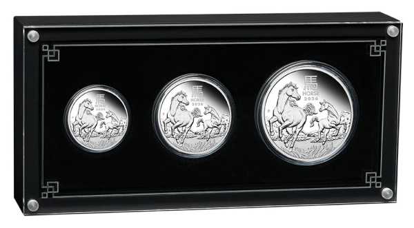 Lunar 3 Pferd 3 Coin Set Silber Proof 2026