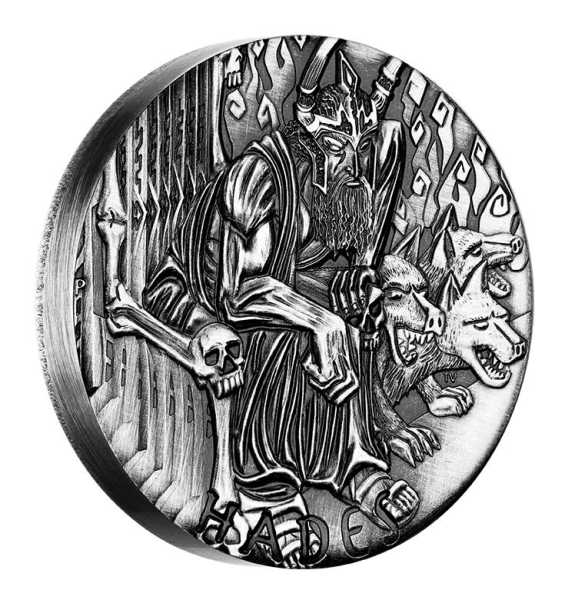 Gods of Olympus Hades 2 Oz Silber 2014 Antik Finish